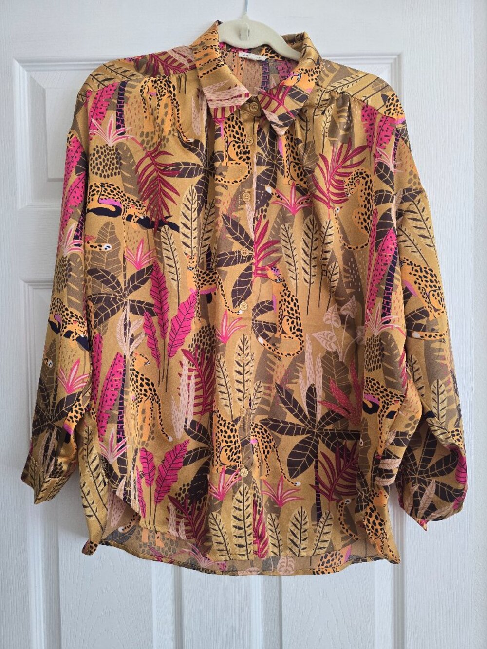 Jodifl Silky Tropical Cougars Blouse M